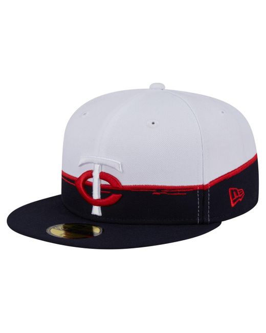 KTZ Navy/white Minnesota Twins Paint Stroke 59fiftyâ Fitted Hat for men