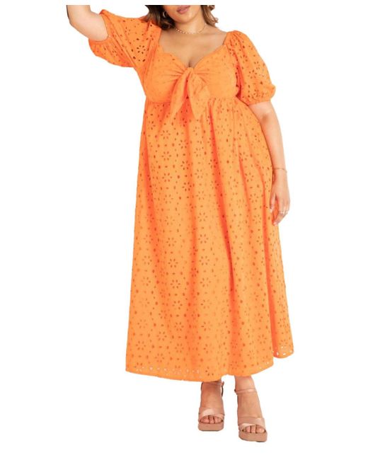 Eloquii Orange Plus Size Eyelet Tie Front Maxi Dress