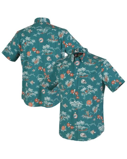 Reyn Spooner Blue Miami Dolphins Throwback Kekai Performance Button-down Shirt for men