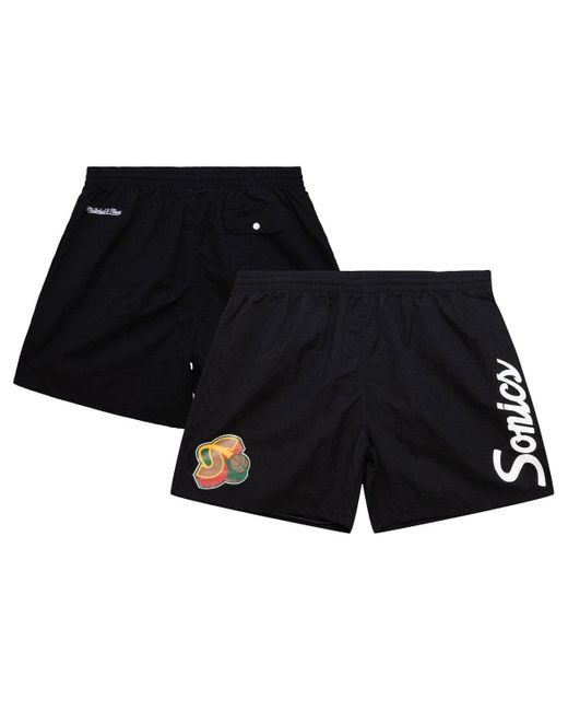Mitchell & Ness Black Seattle Supersonics Team Essentials Nylon Shorts for men