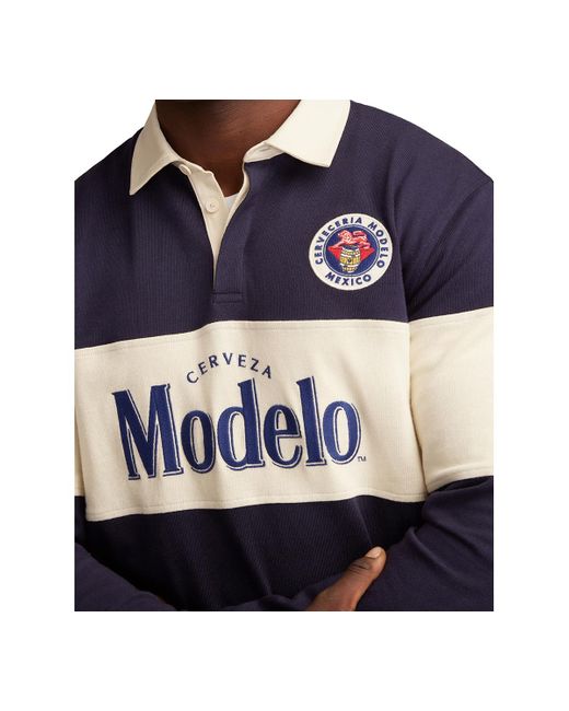 Lucky Brand Blue Modelo Long Sleeve Embroidered Rugby Shirt for men