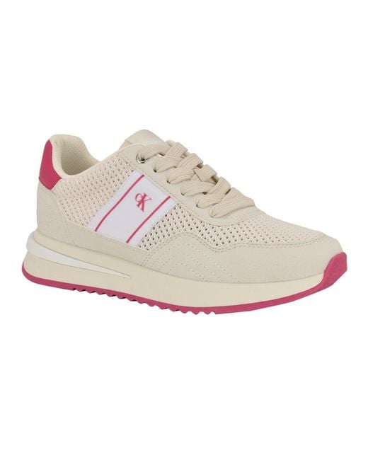 Calvin Klein White Palimer Mesh Retro Lace-up Sneakers