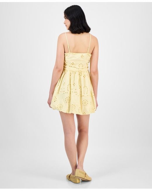 And Now This Yellow Eyelet Tube Mini Dress
