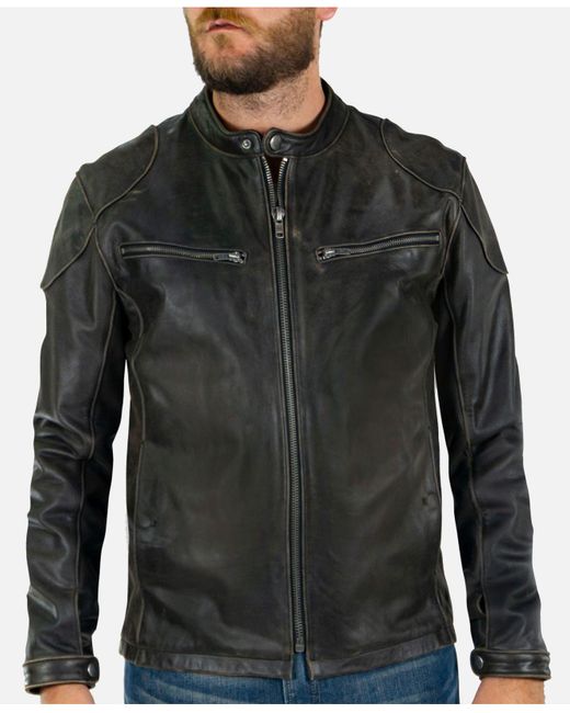 Frye Leather Iconic Cafe Racer Jacket in Black for Men - Lyst