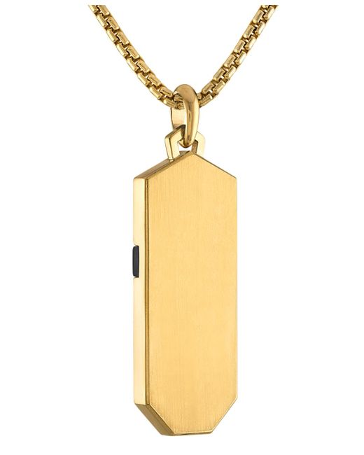Bulova Metallic Gold-tone & Black Ip Stainless Steel Diamond-accent Cross 26" Pendant Necklace for men