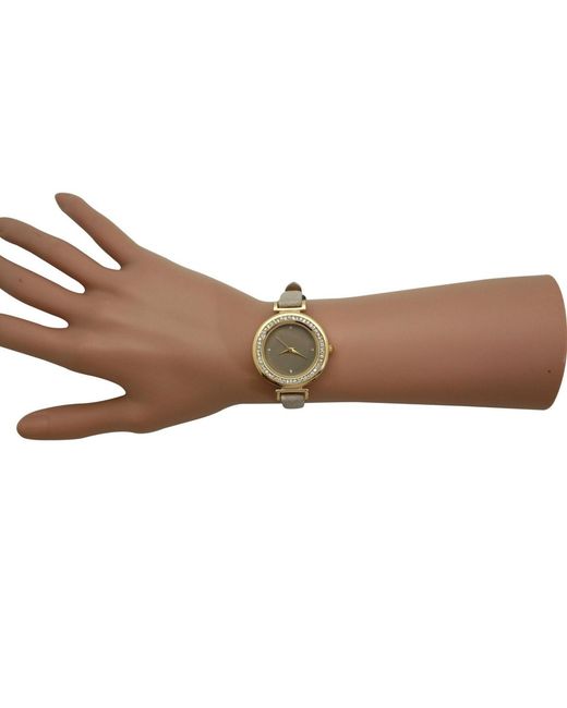 Olivia Pratt Metallic Thin Solid Color Strap And Rhinestones Watch