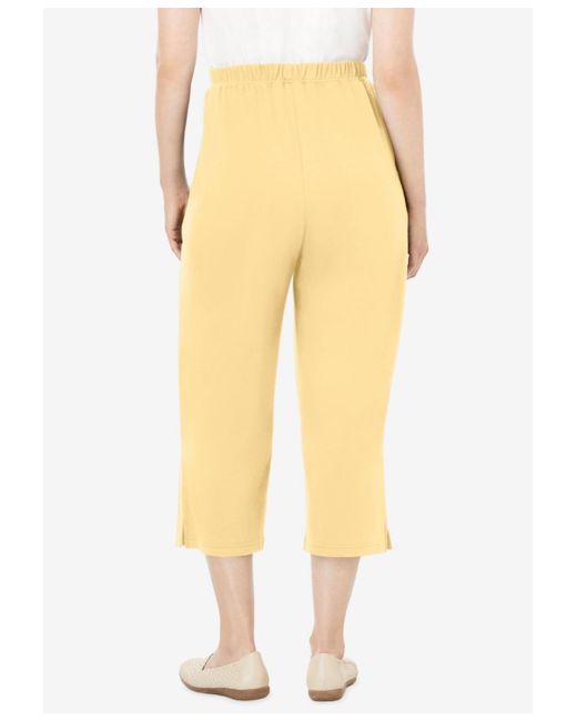 Woman Within Yellow Within 7-day Knit Capri