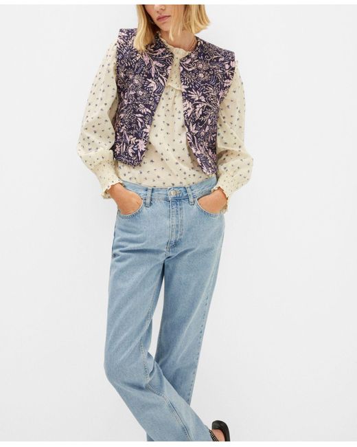 Mango Blue Floral Quilted Gilet