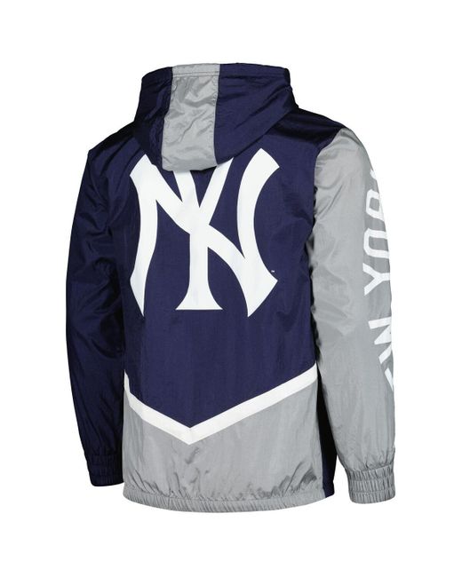 Mitchell & Ness Blue Distressed New York Yankees Undeniable Full-zip Hoodie Windbreaker Jacket for men
