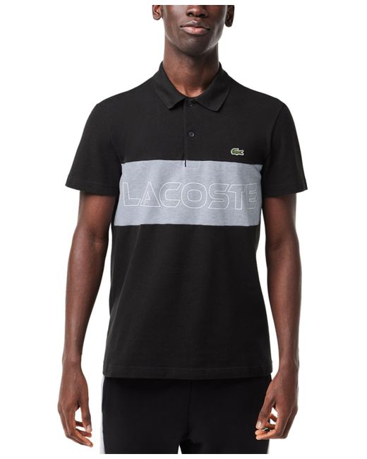 Lacoste Black Colorblocked Short Sleeve Logo Polo Shirt for men