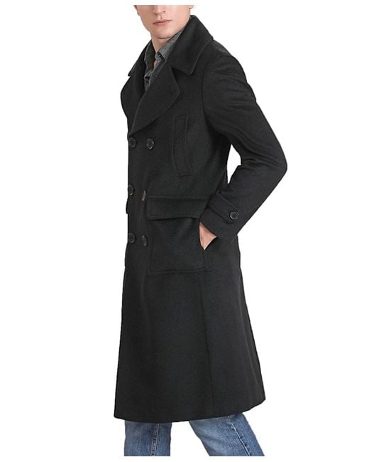 Landing Leathers Black Men Peter Wool Blend Long Walker Coat for men