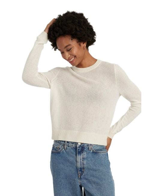 Chinti & Parker White Chinti And Parker Cloud Cashmere Cropped Pullover