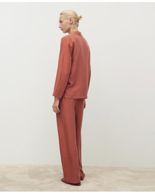 Mango Red Long Silk Pants