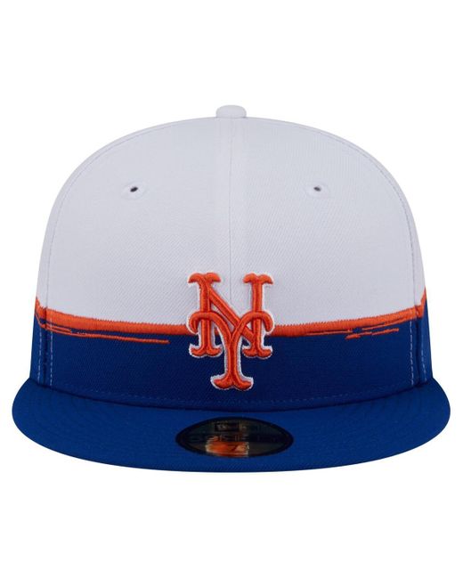 KTZ Blue Royal/white New York Mets Paint Stroke 59fiftyâ Fitted Hat for men