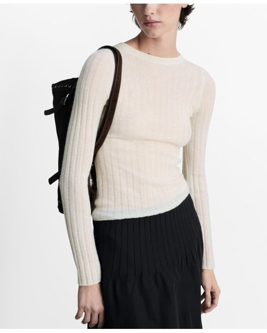 Mango Black Ribbed Round Neck Sweater
