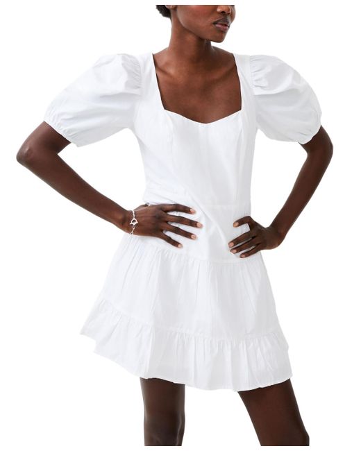 French Connection White Tiered Fit & Flare Dress