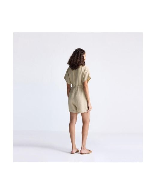 REISTOR White V Neck Drawstring Romper