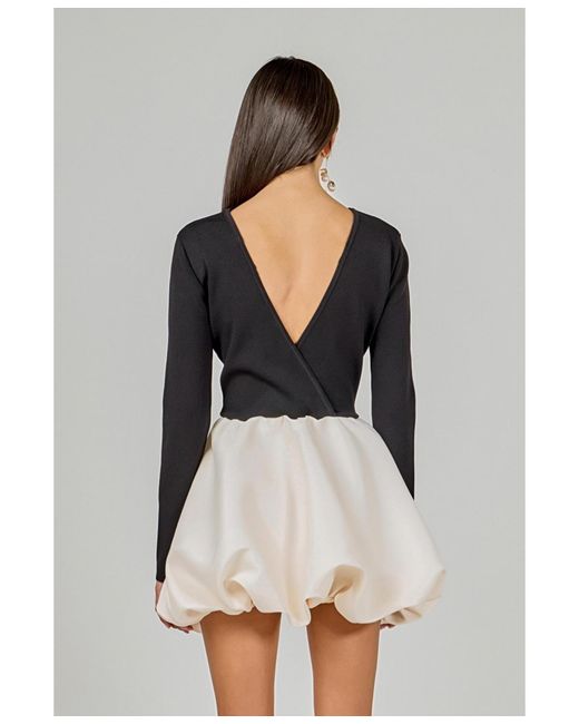Endless Rose Long Sleeve Open Back Knit Mini Dress in White | Lyst