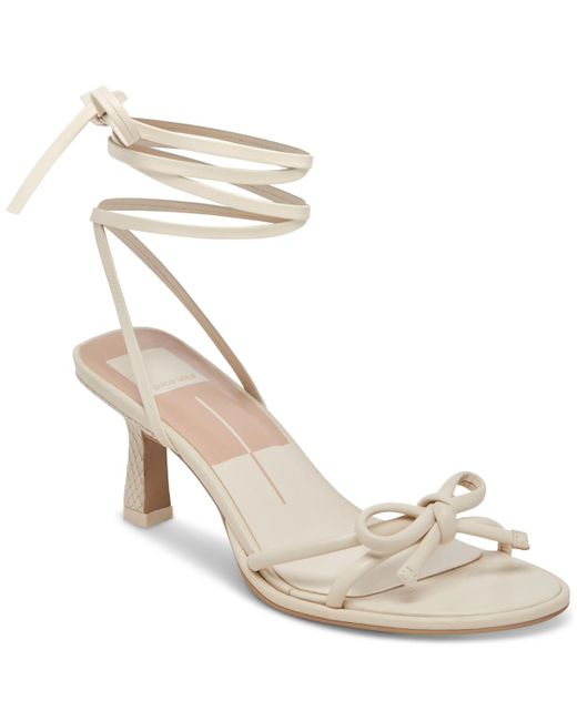 Dolce Vita White Maison Ankle-tie Bow Kitten-heel Dress Sandals