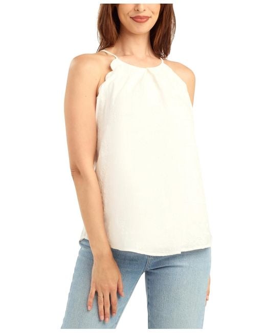 Bcx White Patchwork Embroidery Halter Neck Top