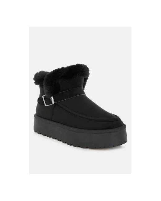 LONDON RAG Black Linka Pin Buckle Detail Snow Boots