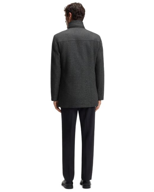 Boss Gray Boss By Relaxed-fit Wool-blend Coat for men