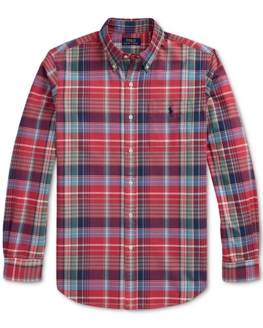 Polo Ralph Lauren Red Classic-fit Plaid Oxford Shirt for men