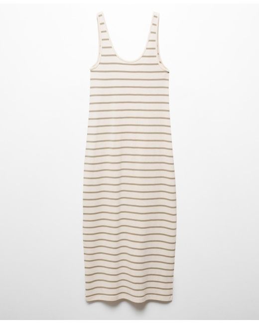Mango White Cut-out Striped Dress