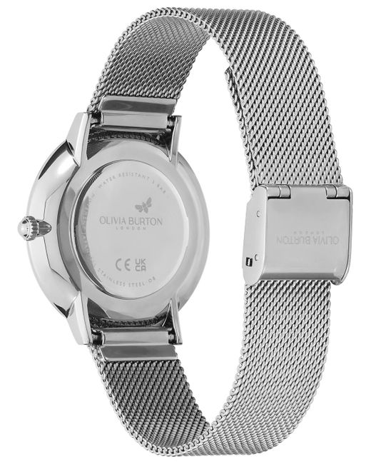 Olivia Burton Gray Signature Butterfly -tone Stainless Steel Mesh Watch 35mm