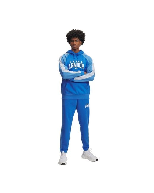 Under Armour Blue Rival Hooded Sweatshirt for men