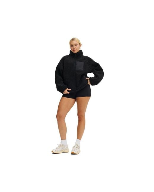 Cotton On Black Active Trail Sherpa Zip Through