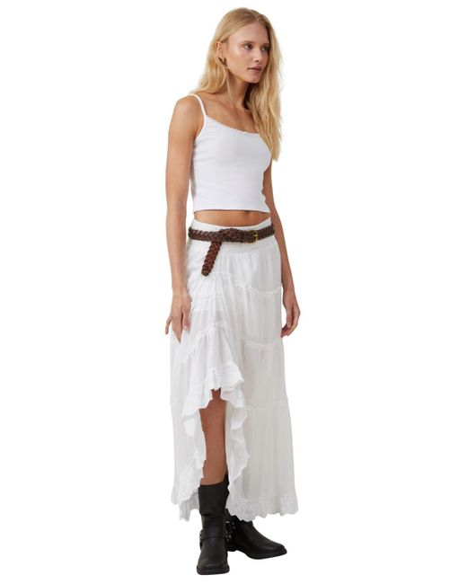 Cotton On White Mylee Ruffle Maxi Skirt