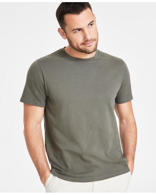 INC International Concepts Gray Regular-fit Solid Crewneck T-shirt for men