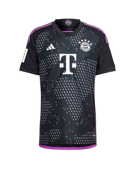 adidas Bayern Munich 2023/24 Away Authentic Patch Jersey in Black for ...