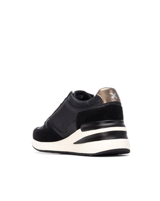 Xti Black Wedge Sneakers By