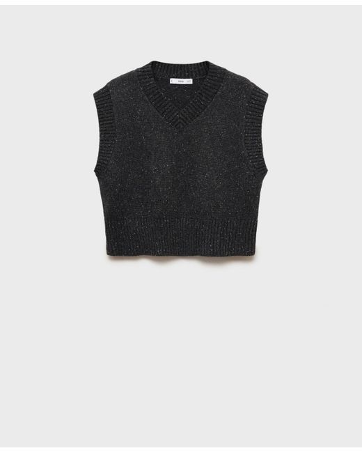 Mango Blue V-neck Knitted Sweater Vest