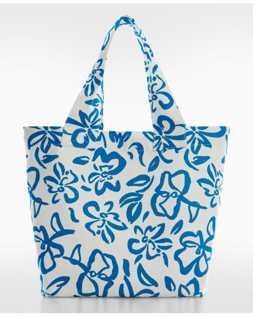 Mango Blue Floral Tote Bag