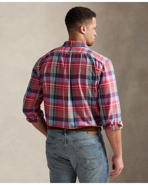 Polo Ralph Lauren Red Big & Tall Plaid Oxford Shirt for men