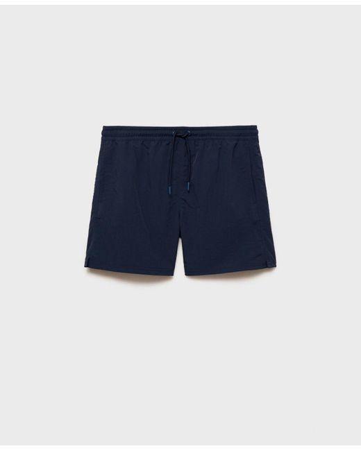 Mango Blue Drawstring Swim Trunks for men