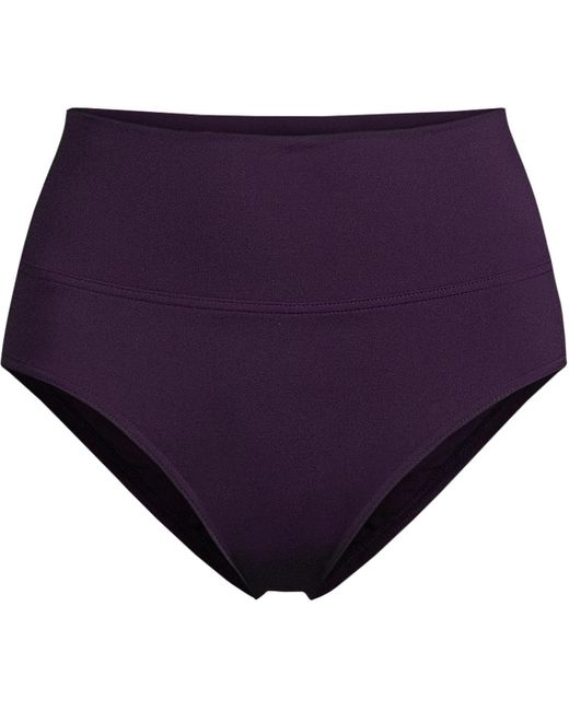 Lands' End Purple Chlorine Resistant Pinchless High Waisted Bikini Bottoms