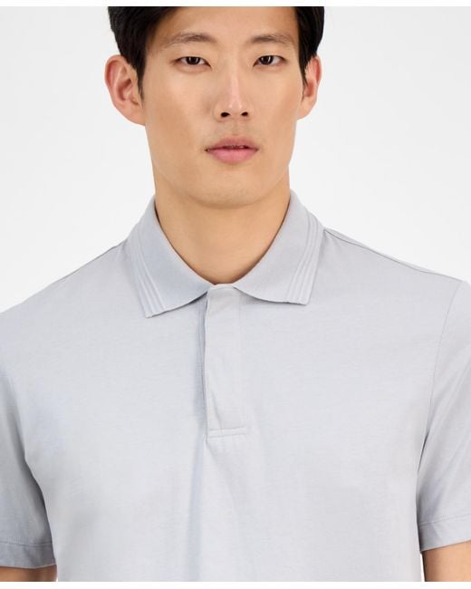 Alfani White Regular-fit Mercerized Polo Shirt for men