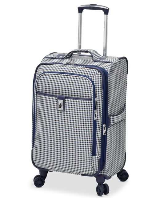 London Fog Blue Oxford Hyperlight 21" Expandable Spinner Carry-on Suitcase for men