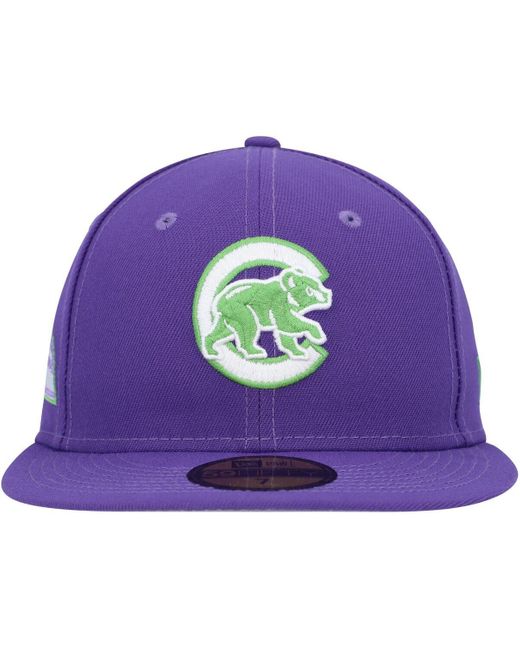 KTZ Purple Chicago Cubs Lime Side Patch 59fifty Fitted Hat for men
