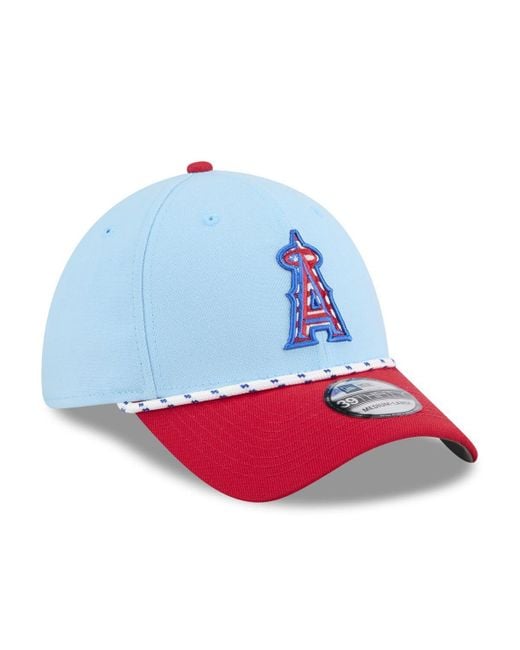 KTZ Light Blue/red Los Angeles Angels 2025 Fourth Of July 39thirty Flex Hat for men