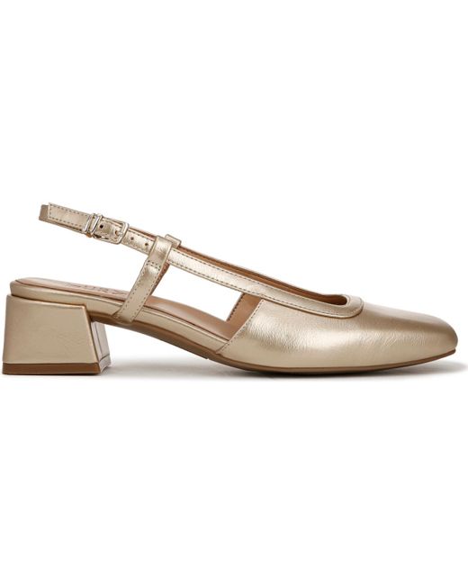 Naturalizer Metallic Harper Block Heel Square Toe Slingback Pumps