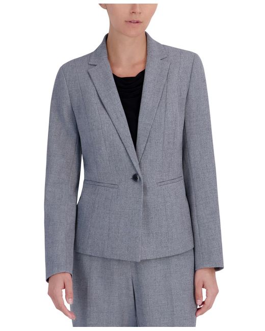 Kasper Gray Collared One-button Blazer