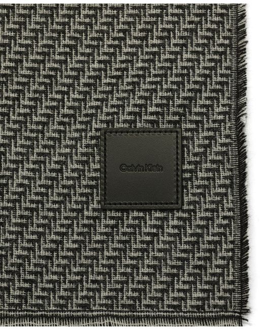 Calvin Klein Black Mixed Pattern Yarn Dye Scarf for men