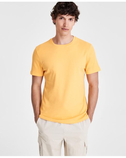 INC International Concepts Orange Regular-fit Solid Crewneck T-shirt for men