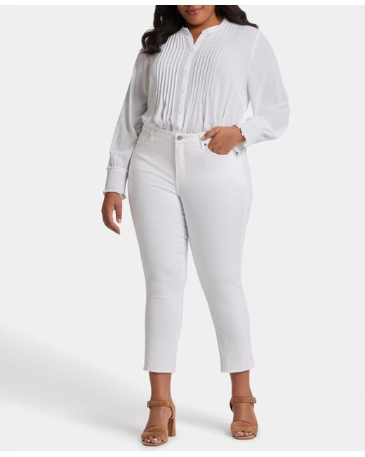 NYDJ Women's White Plus Size Marilyn Straight Crop Jeans