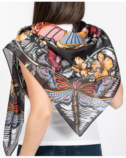 Vince Camuto Blue Oversized Butterfly Printed Square Scarf